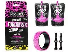 MUC-OFF Kit De Conversion Tubeless Pour 2 Roues (sachets De Préventif + Fonds De Jante + Valves 44mm)